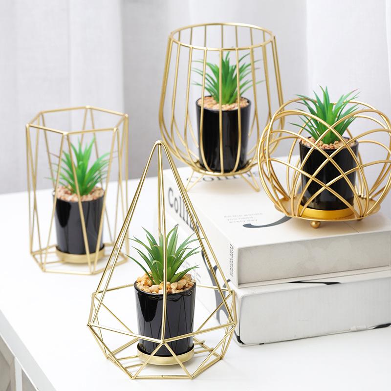 Iron Handicrafts Nordic Creative Luxury Simulation Plant Ornaments Flower Pots Desktop Potted Plants Home Decoration Ornaments