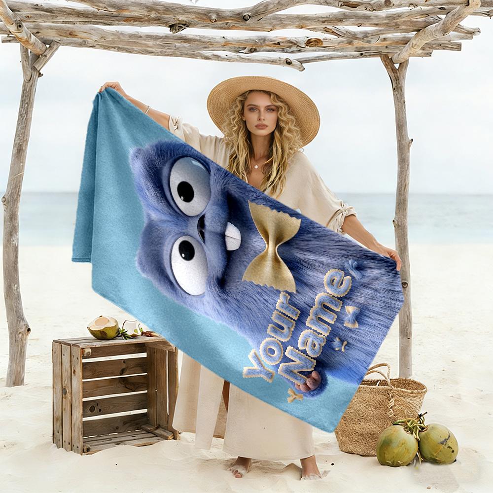 Grizzy & Lemmings Customize Your Name Beach Towel Super Soft & Absorbent Suitable for Swimming Gym Camping Yoga Vacation