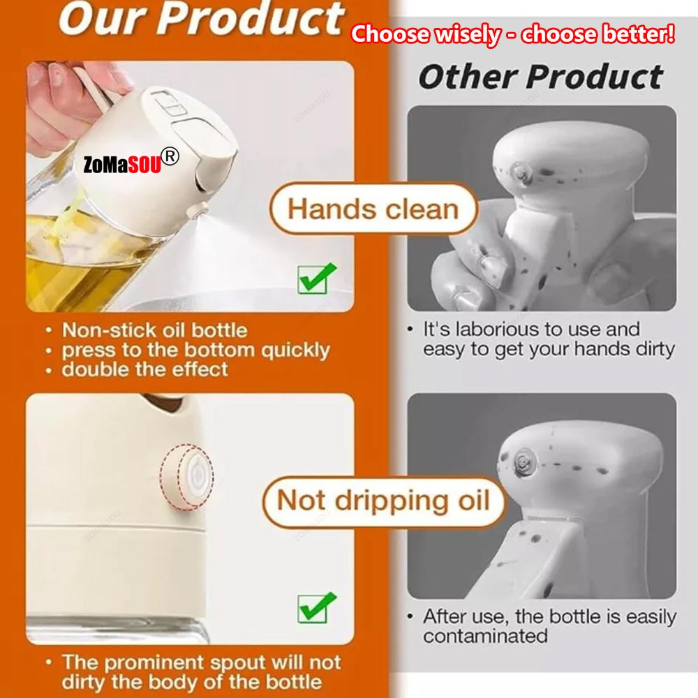 Top 2-in-1 Oil Dispenser Sprayer Pourer Oil Bottle Plastic Oil Container Vaporizer for Kitchen Salad Barbecue Camping Cooking 4