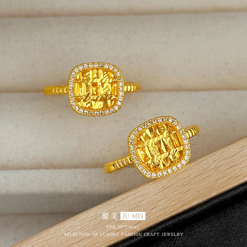 9999 24K Real Gold Store Same Style Gold Women'S Ring With Open Mouth Gold Gemstone Jewelry Sexy