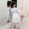 Girls' White Dress Spring Dress Big Children's Skirt Long-sleeved Lace Princess Dress
