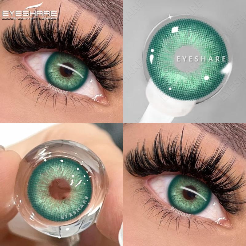 Eyeshare 2ks/pár Kontaktní čočky řady NICOSIA Roční zelené čočky 14,2 mm Modré oči Čočky Módní kosmetika Žáci