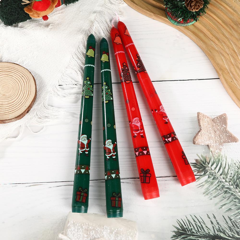 Christmas Colorful Cone Rod Printed Long Rod Candle Home Romantic Cone Rod Wax Festival
