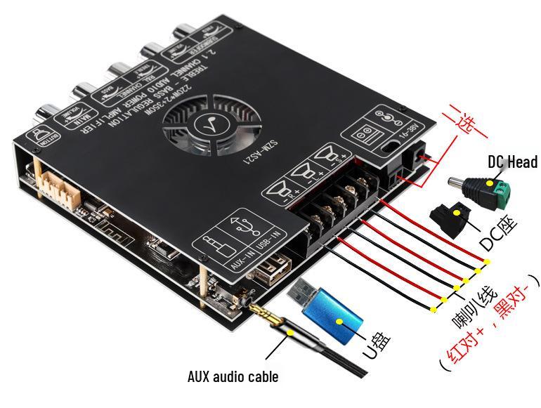 KRK-AS21 Bluetooth Amp Module with TPA3255 Chip, Treble & Bass Adjustment, 220Wx2+350W Subwoofer