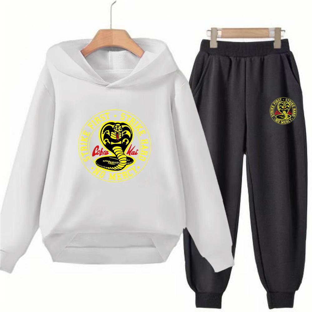 Children's Hoodie+Pants Black Children Cobra Stamp Coat Boys Girls Hoodie Tops Leisure Sweatshirt Toddler 3-12 Year Clothing