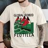 Frieden Global Sumud Flotte Unisex Lässiges Bedrucktes T-Shirt Rundhalsausschnitt Kurze Ärmel Baumwolle Oberteil Alle Jahreszeiten Mode Weiches Kurzarml