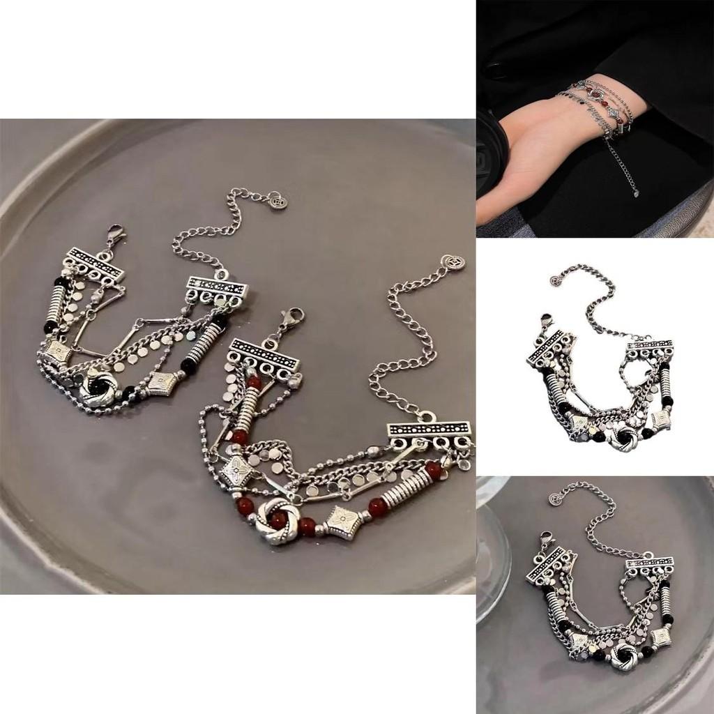 Luxurious Red Alloy Bracelet With Artistic Boho Design For Friends And Couples