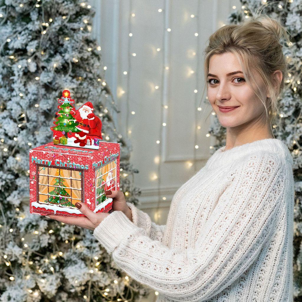 Themed Christmas Santa House Pattern Money Box Gift Box For Gifting Festive