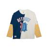 New Era Patchwork Printed Pullover Round Neck Long Sleeve T-Shirt Unisex Tops Blue 13350869