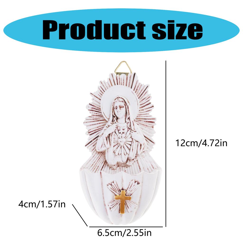 Elegantes Wandmontiertes Weihwasserbecken Schlüsselhalter Box Harzskulptur für Christliche Heimdekorationen für Eingangsbereich oder Büro
