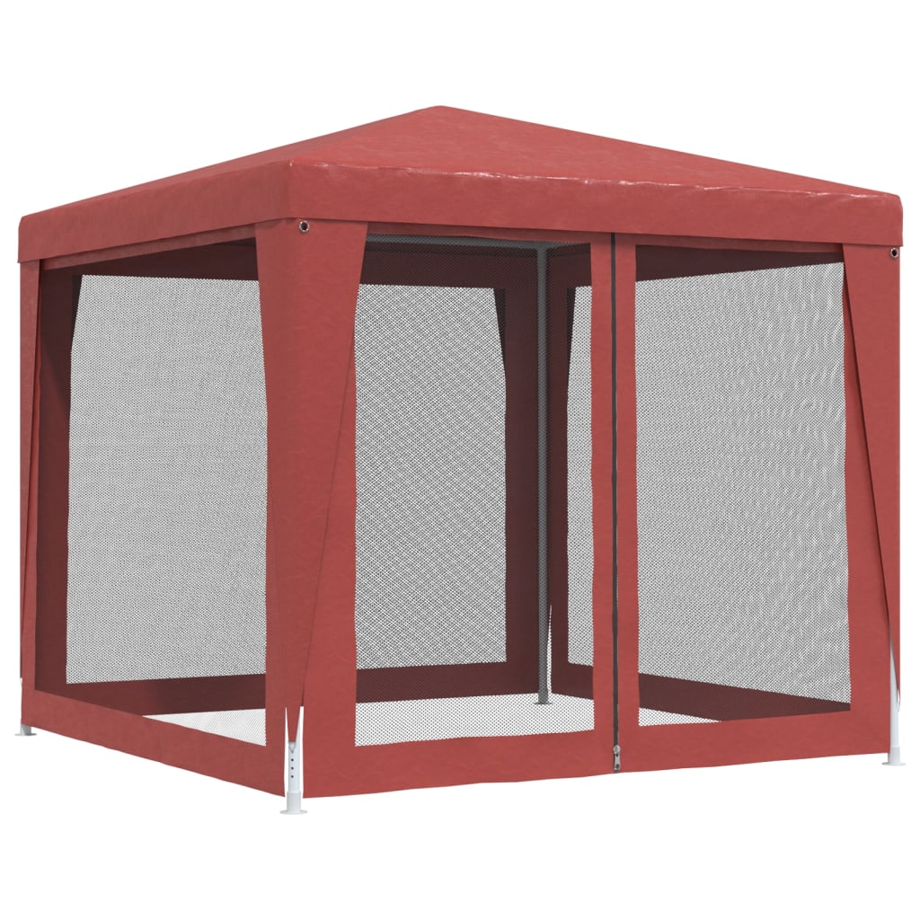 Party Tent with 4 Mesh Side Walls Red 2.5 X 2.5 M HDPE