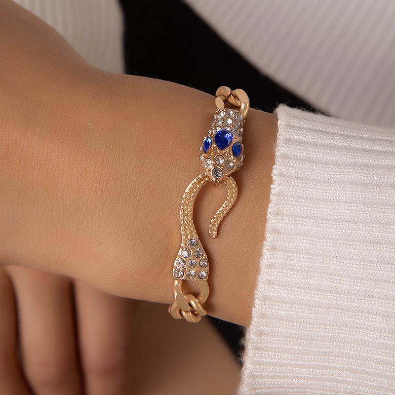 Braccialetto vintage con zirconi e occhi di serpente per donna, elegante braccialetto da festa con animali, regalo di gioielli