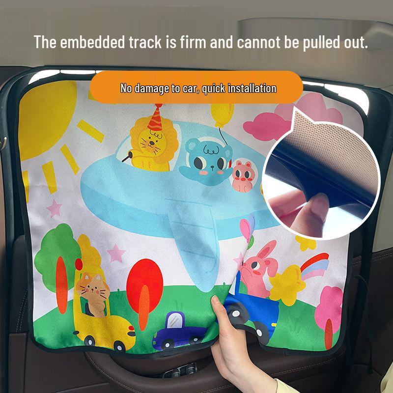 Thick Black Glue Car Sun Shade: Cartoon Suction Cup Window Shade for Children's Sun Protection and Heat Insulation