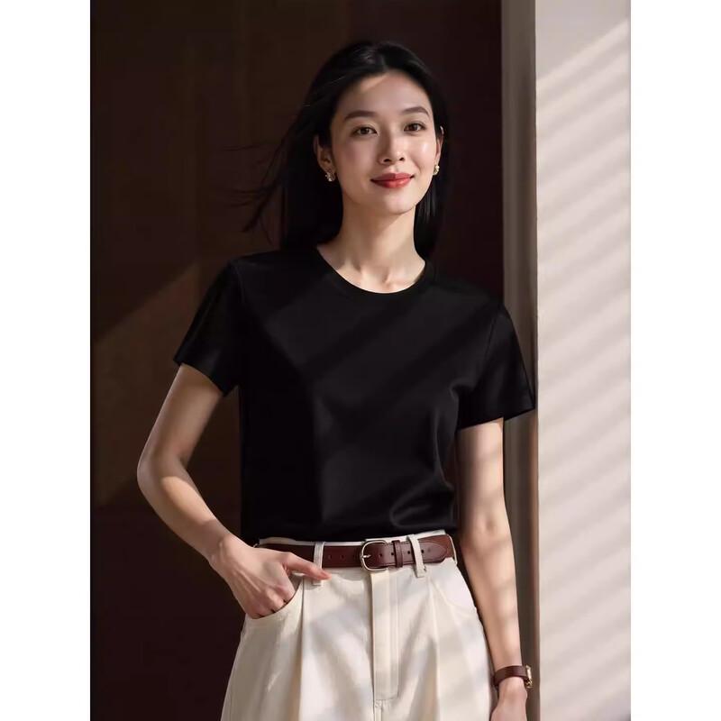 Basic House Women's Silk Blend Short Sleeve T-Shirt