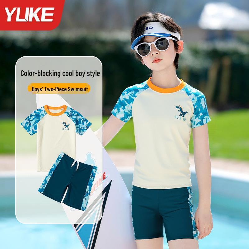 Boys' Two-Piece Swimwear Set 2025: Quick-Dry, Sun-Protective Swim Trunks for Kids