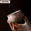 160ml Hand-painted Rose Teacup Aesthetic Tea Bowl Sample Tea Cup Tea-tasting Meditation Cup Chazhan Master Cups Drinkware Craft