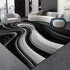 Black White Swirl Abstract Print Area Rug,3D Wave Non-Slip Floor Mat for Living Room Bedroom,Modern Minimalist Home Decor Carpet