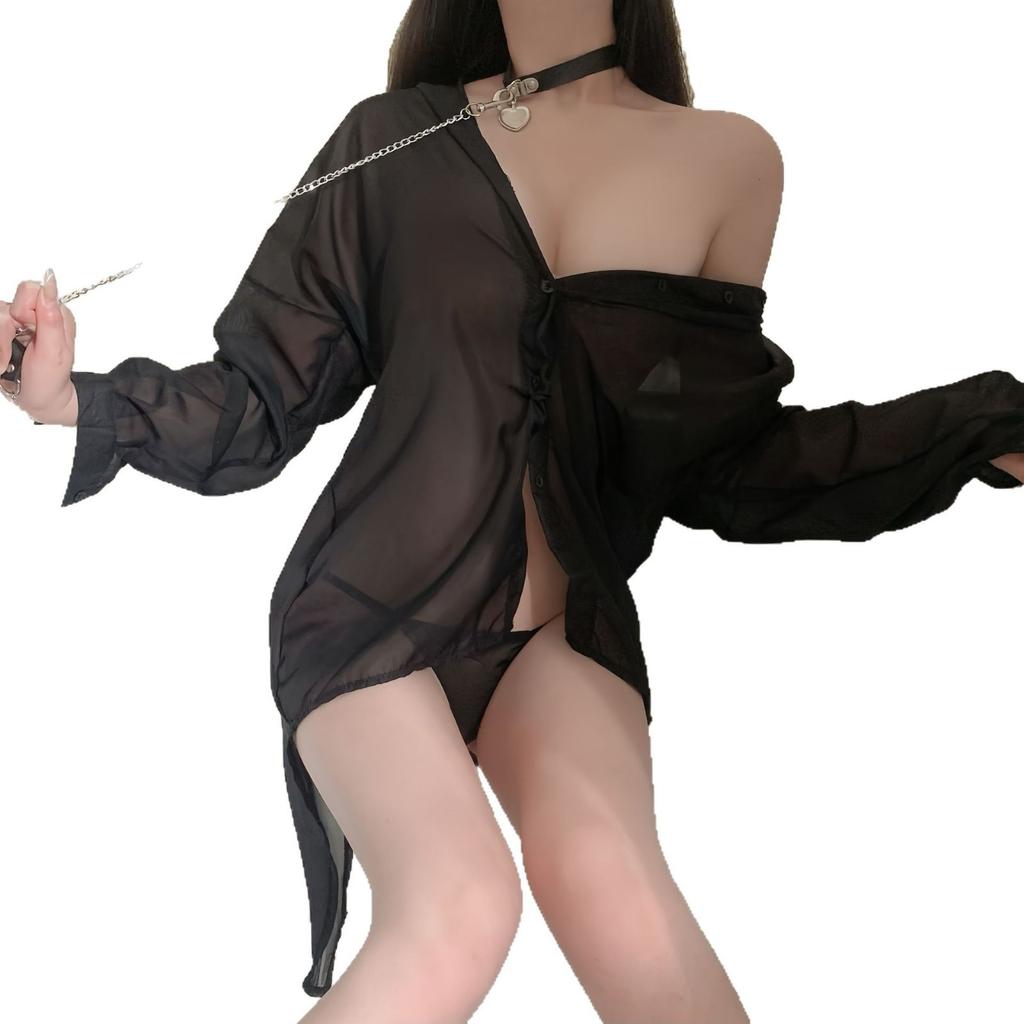 Pure desire wind sexy backless love perspective shirt high value thin private room