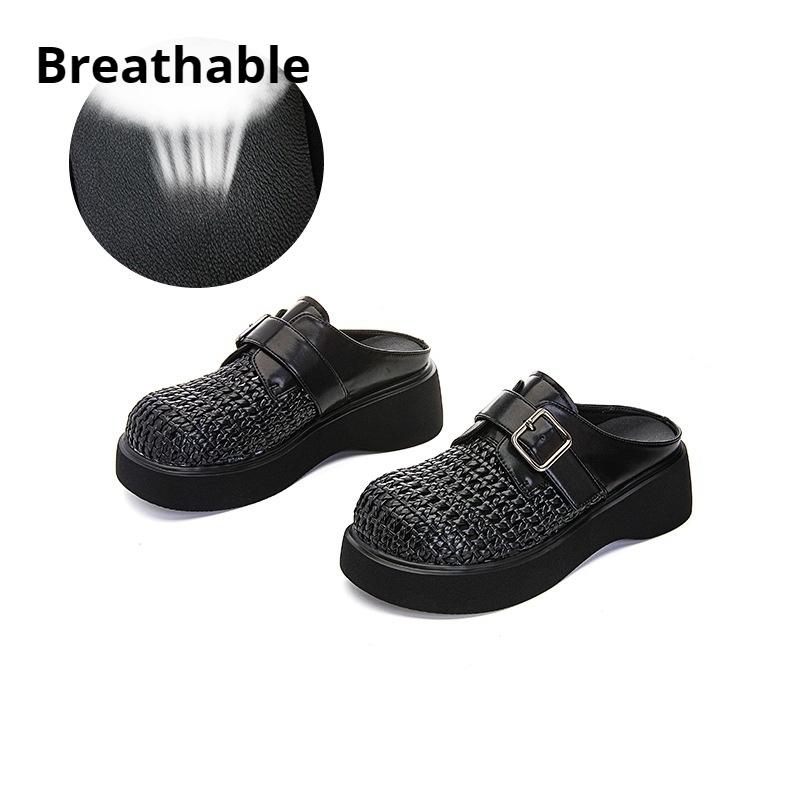 

Плетеные тапочки из овчины, высококлассные, темпераментные, повседневные и универсальные женские туфли 35 чёрный