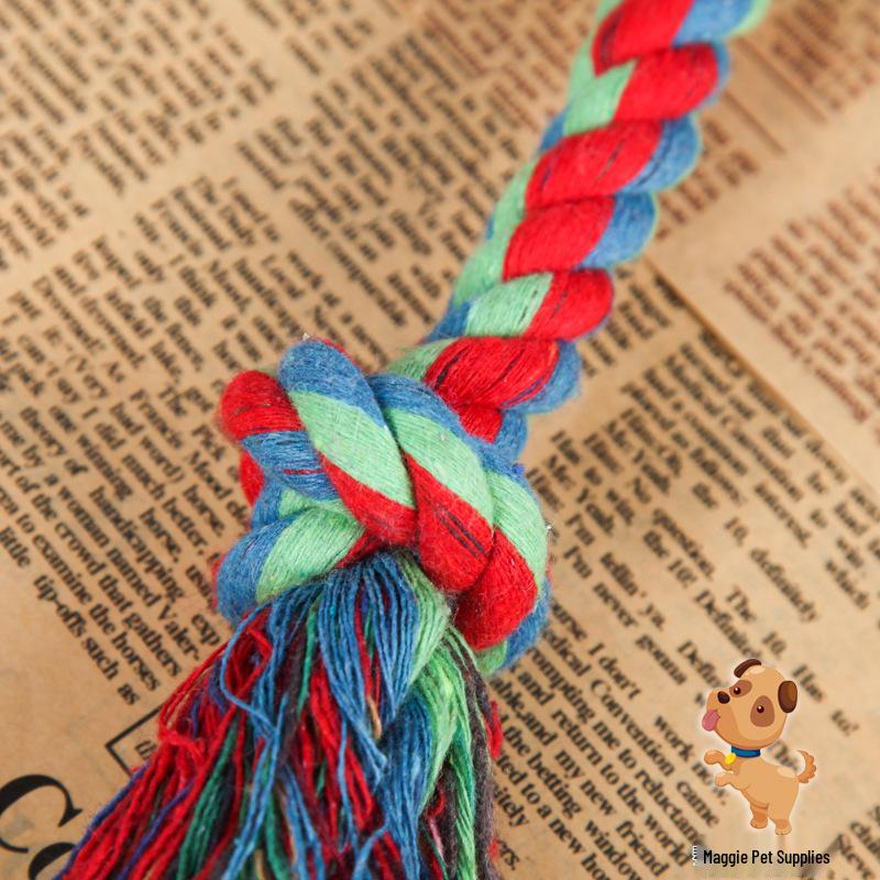 Three-Strand Woven Cotton Rope Dog Toy: Teething & Tugging Leash with Pocket-Drawstring Pants Cord.