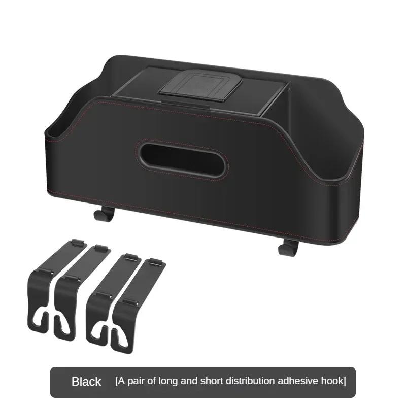 Car Seat Back Organizer Rear Seat Car Storage Box Car Back Seat Organizer with 2 Drink Cup Holder Tissue Box Hooks for Kids