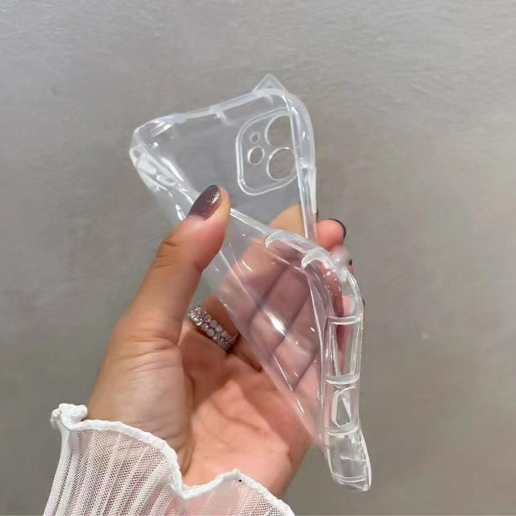 Shockproof Airbag Phone Case Cat Ears For iPhone 17 Air 16 Plus 15 14 13 12 11 Pro Max X XS XR 7 8 SE 2022 2020 Transparent Protective Cover For Women