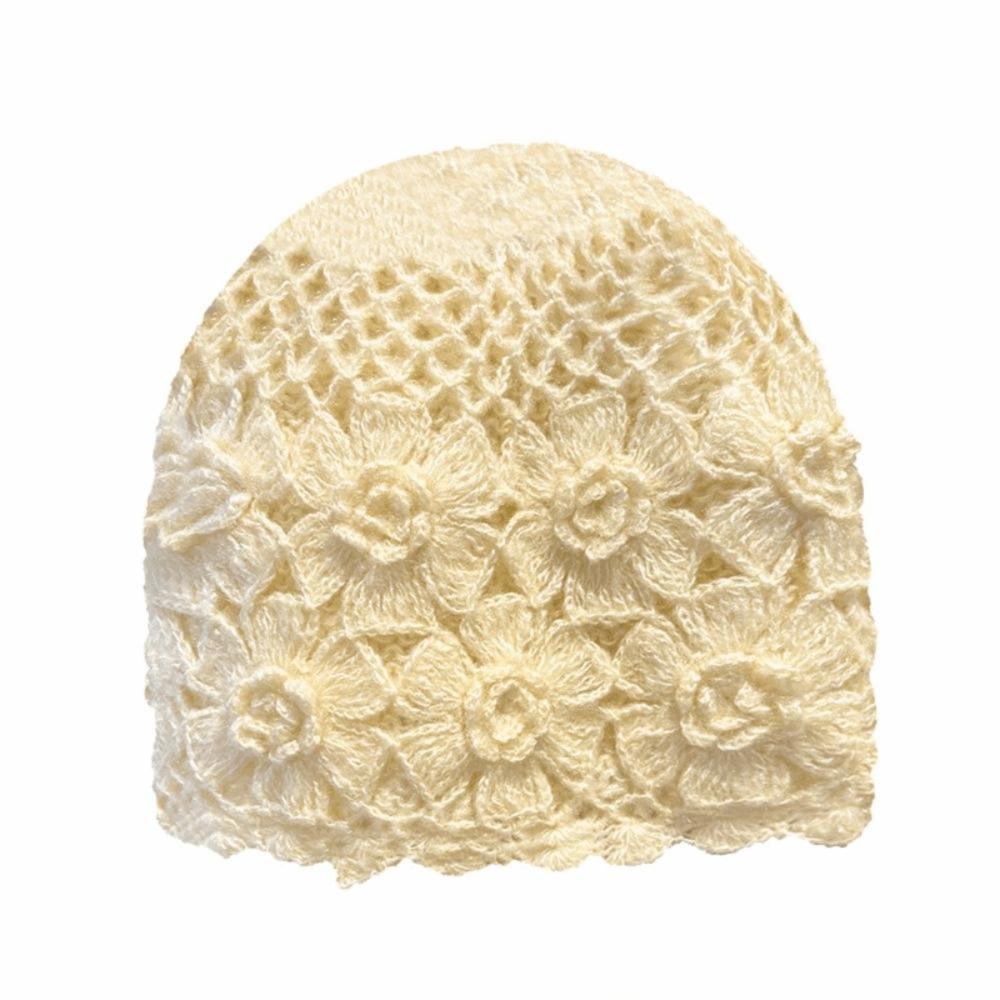 3D Flower Crochet Beanie Hat Double Layer Flower Pullover Hat Handmade Knitted Hat Travel Use