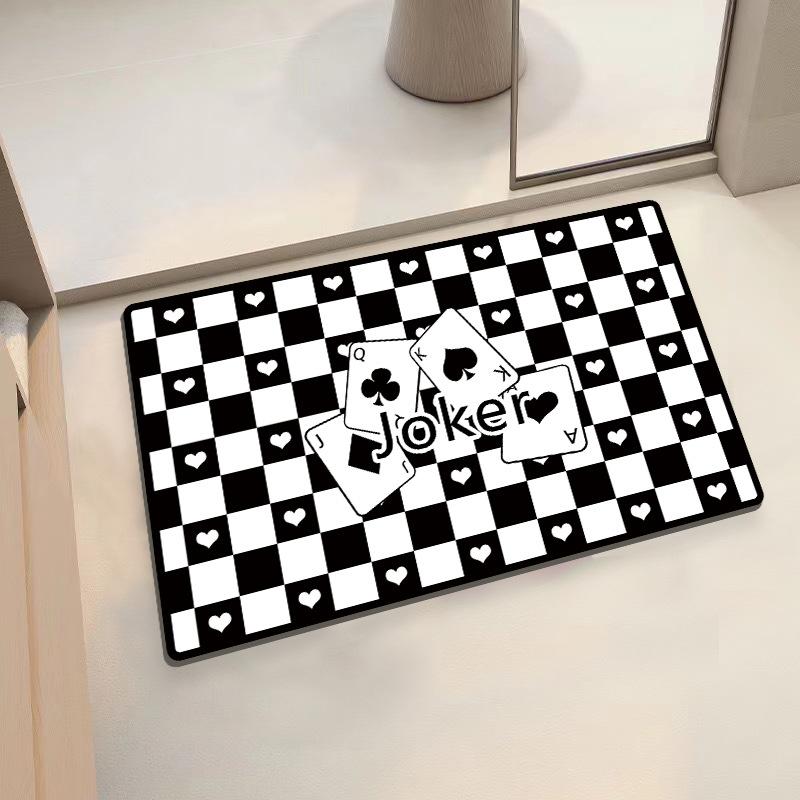 Checkerboard Soft Diatom Mud Absorbent Mat Bathroom Bathroom Door Non-slip Quick Drying Mat Door Mat Entry