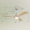 Sofucor 132cm Solid Wood Ceiling Fan with Light  For Bedroom and Living Room