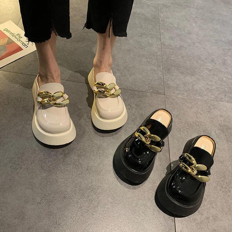 Baotou Half Slippers Women's Wear 2025 New Fashion Versatile Korean Version Platform Internet Celebrities Ins Muffin Shoes Summer Tide