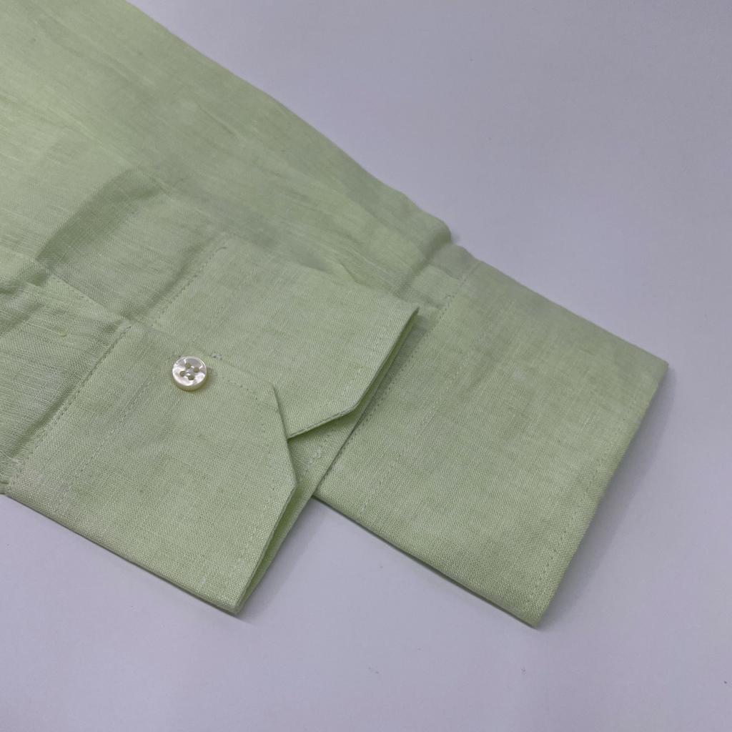 Massimo d'Augusto Lime Green MAX6 100% Linen One-Piece Button-Down Shirt Tops M Lime greenUsed
