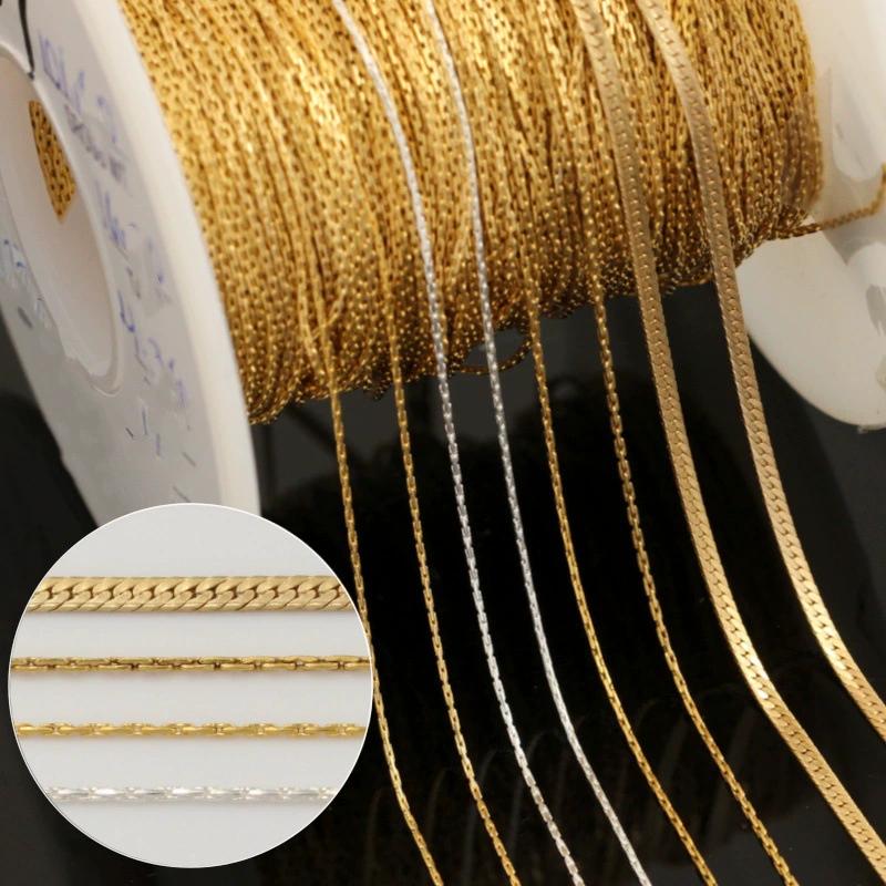 Vintage No Tarnish 14K Gold Filled Snake Chains Permanent Bracelet Necklace Making Jewelry Bulk Chains