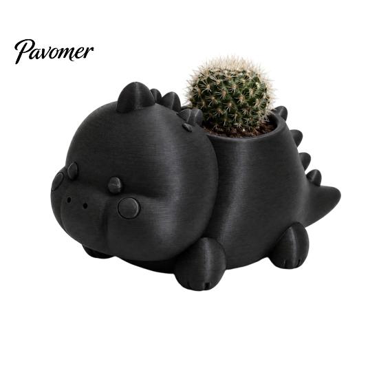 Unik Havegave 3D-printet Planteholder Formet som en Dinosaur, Sød Plantebeholder til Lille Skrivebordsdekoration Kaktus Miniplanter, Dekorativ Blomst