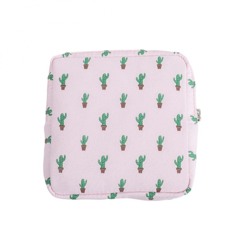 Women Portable Sanitary Napkin Tampon Storage Bag Cotton Travel Makeup Storage Bag Literary Zipper Coin Purse Sundries Storage