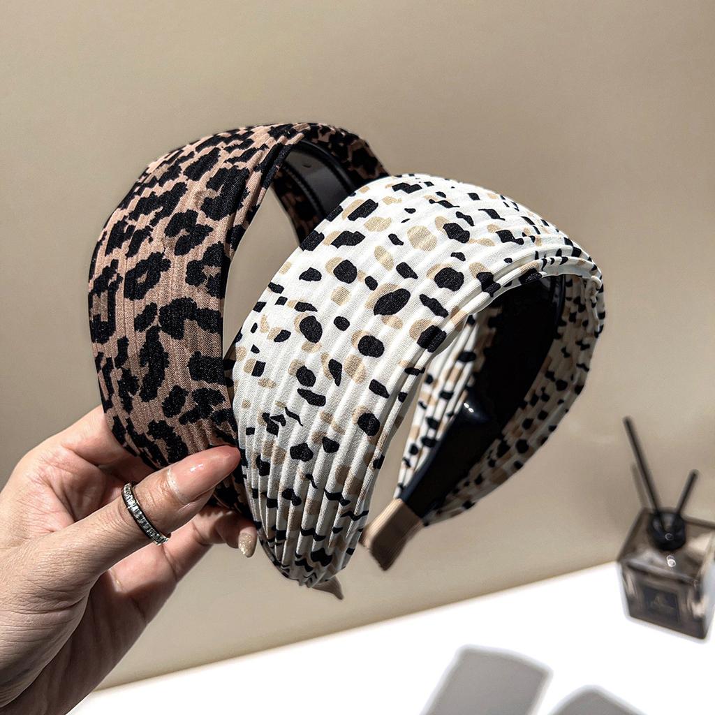 Autumn Winter Leopard Pleatted Plain Wide Hairband Headband Adult Hair Accessories Hair Jewley