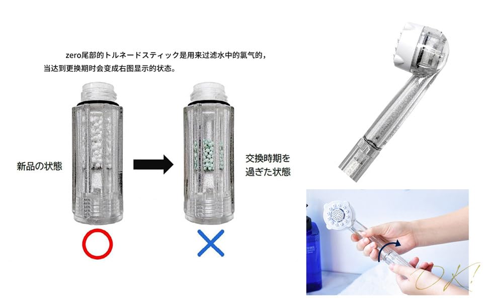 Replacement Cartridge for Shower Rubble Tornado Stick Effectively Removes Chlorine and Allows You To Enjoy a Comfortable Shower Time [MYJYG] Head,