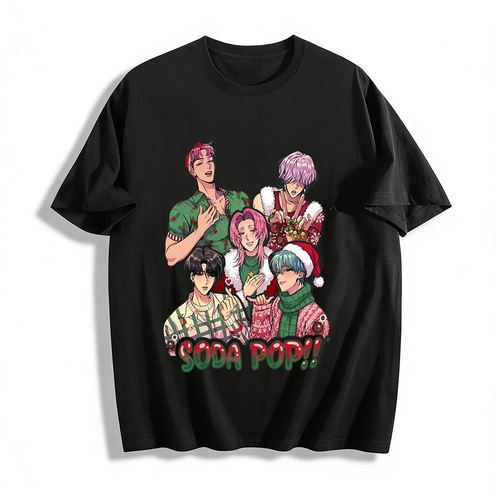 

Christmas Limited SODA POP Boy Group Print Top Trendy Anime Idol Style Festival Casual T-Shirt Pure cotton T-shirt 6XL