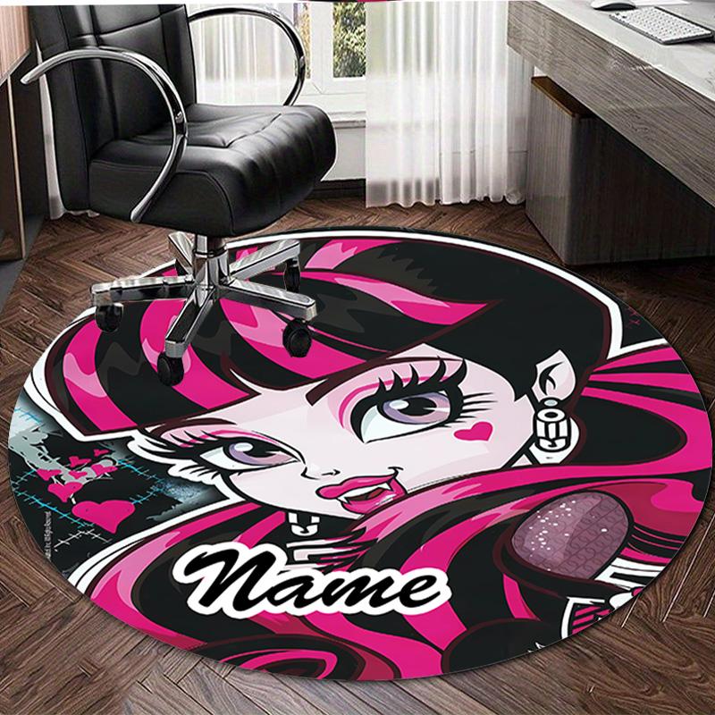 Personalized M-Monster High Draculaura Round Chair Office Rug - Perfect for Mat, Office Chair & More - Ideal Gift for Birthdays and Holidays