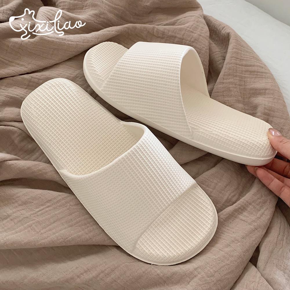 

Creative solid color sandals summer home bathroom bath soft bottom slippers women 36-37 білий