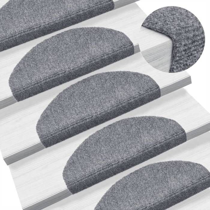 VidaXL Self-adhesive Stair Treads 10 Pieces 65 X 21 X 4 Cm Light Grey Semicircular Large 149705