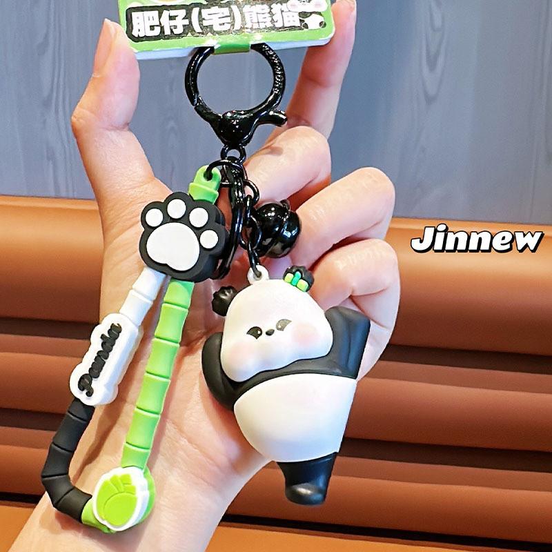 Delightful Cartoon Panda Plush Keyring Colorful Floral Designs For Key Accessories