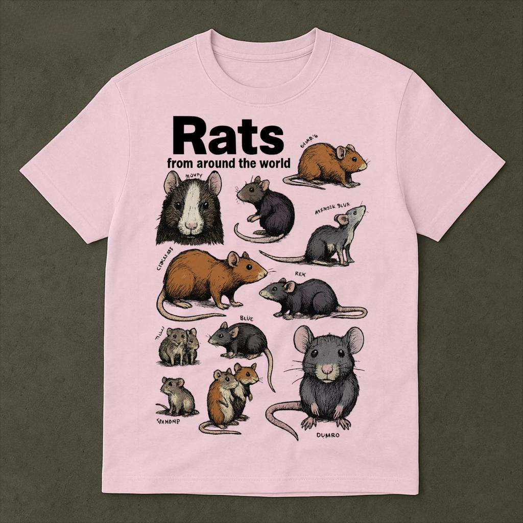 Crazy Rats Vintage 90s T-Shirt Retro Medieval Rat Tshirt Cursed Cat Funny Meme Shirt Ironic Shirt Y2k Shirt Breathable Tops