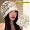 Breathable Hollow Out Flower Beanies Spicy Girl Flower Pile Hat Sweet Lace Hat  Girls