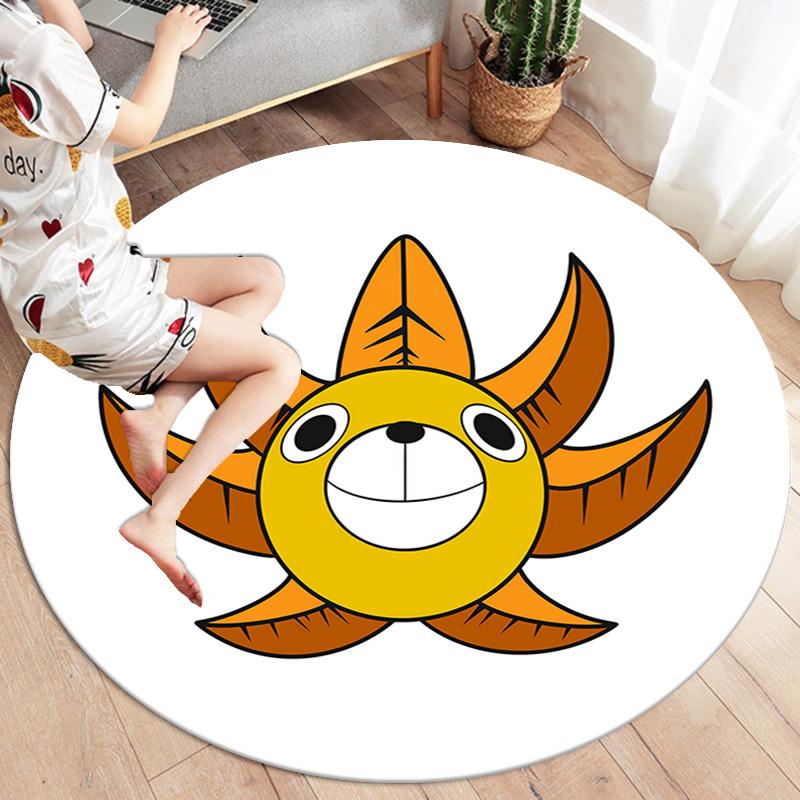 One Piece Jolly Roger Logo Round Area Rug Carpet Rug For Living Room Bedroom Sofa Playroom Decor Nonslip Floor Mat