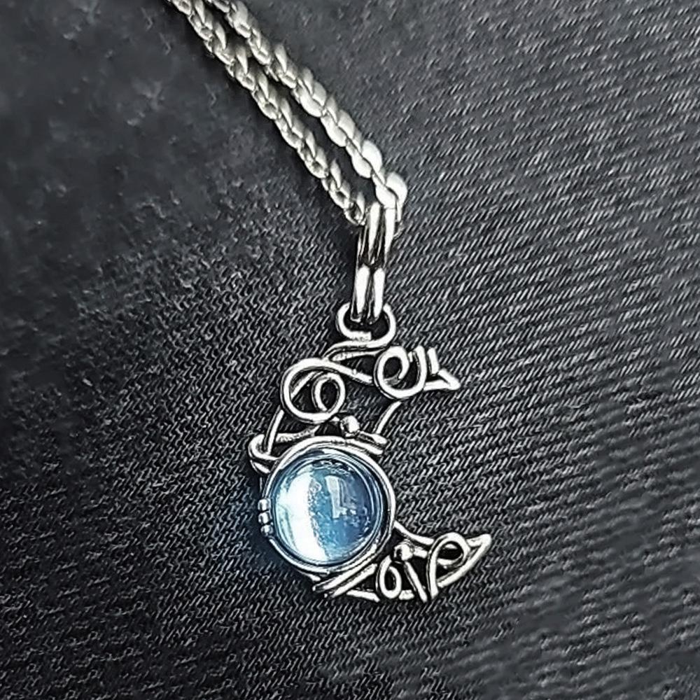 Collana Pendente Antico Pietra di Luna Artificiale Pietre Cabochon Vintage Boho Collana Luna per Dama Ragazze Donne Regalo