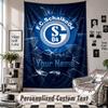 Wall Hanging Tapestry With Custom Name & Text, Schalke 04 FC Decorative Tapestry For Bedroom