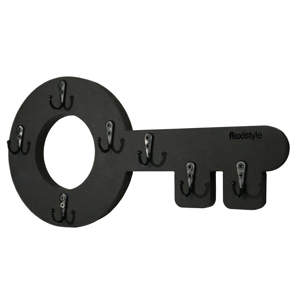 Wooden key hanger Retro Key Black