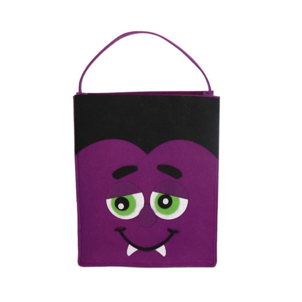 

Reusable Halloween Felt Candy Bags Pumpkin Pattern Gift Storage Bag Useful Handbag Festival Theme фиолетовый
