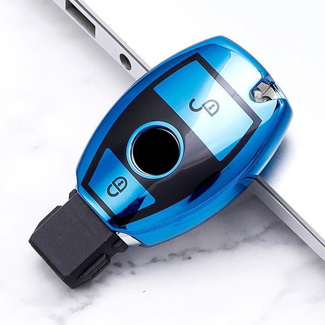 

Чохол для ключа з 2/3 кнопками для автомобіля Mercedes Benz ABRG Class GLK GLA W204 W251 W463 W176 Сумка для ключів Fob Shell Holder Protector синій