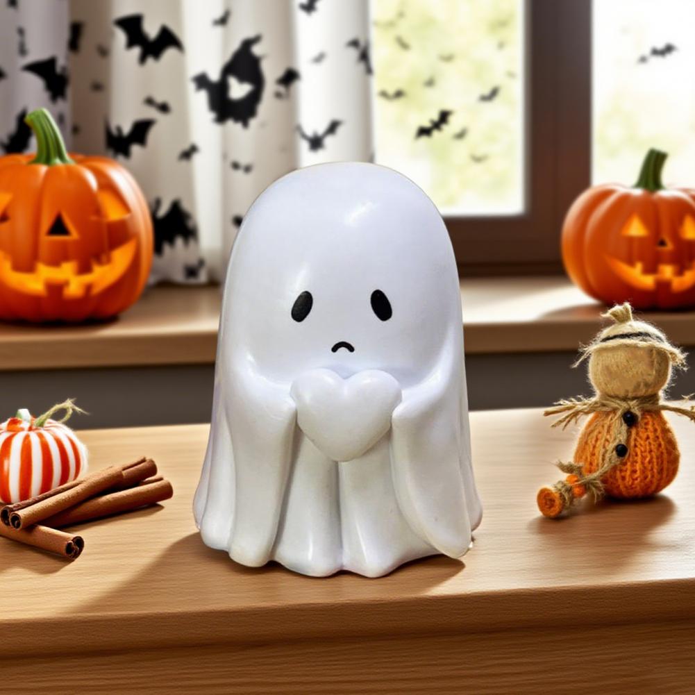 Halloween Ghost Figurine Mini Ghost Statue Spooky Halloween Ghost Figurines Resin Ornaments for Indoor Home Office Decor